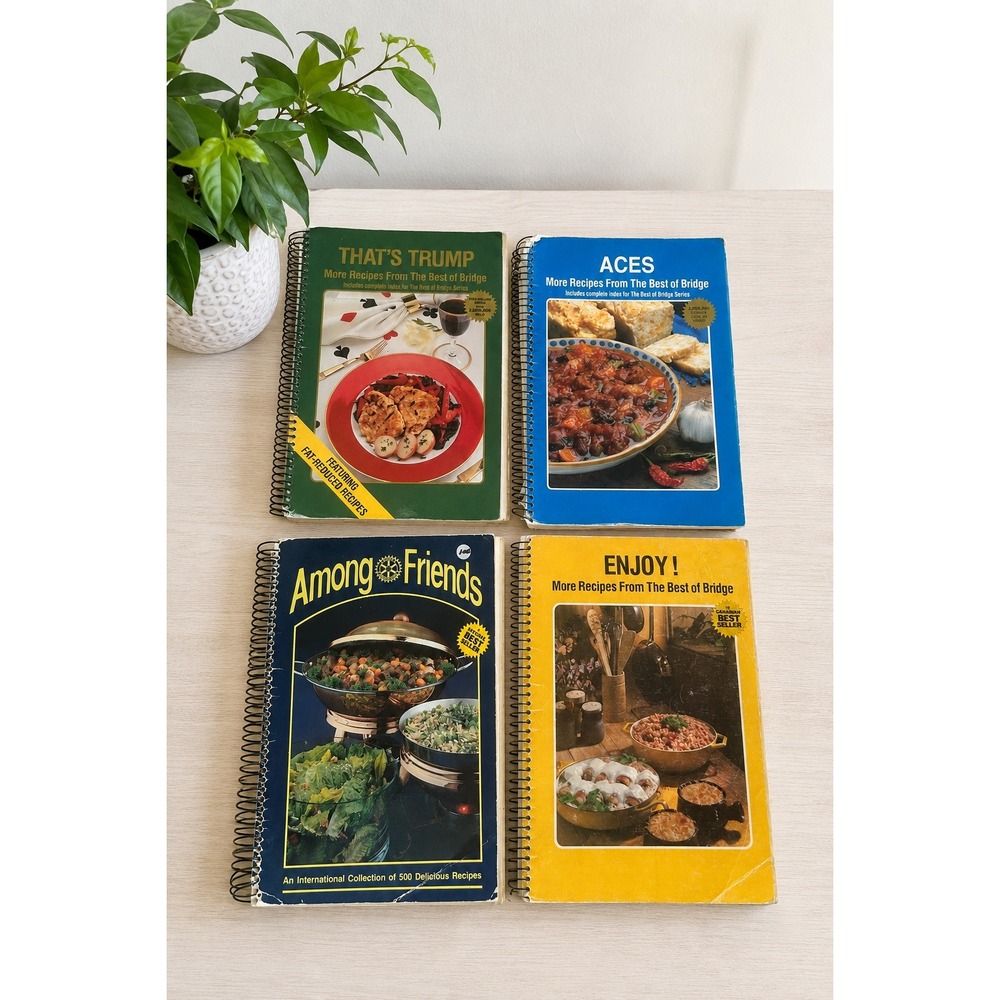 Lot 4 Best of Bridge Vintage Cookbooks Aces Among Friends That's Trump Enjoy
